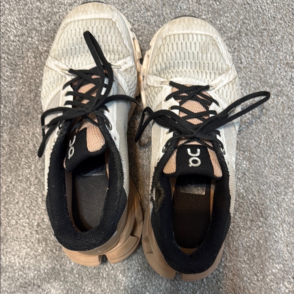 ON Running White and Tan Sneakers
